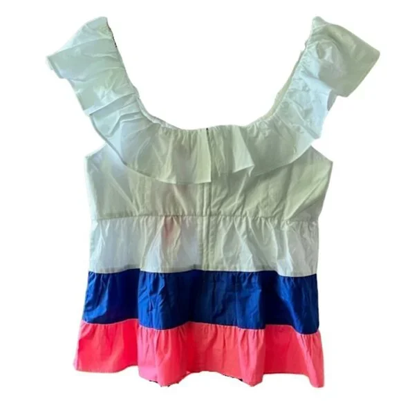 Lilly Pulitzer Emie Fit and Flare Babydoll Top Empire Waist Ruffle Neckline SZ 8 - Picture 6 of 13